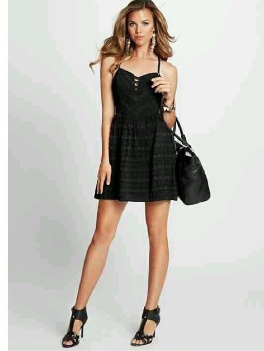 GUESS Like New Black Lace Corset Mini Dress Size 10